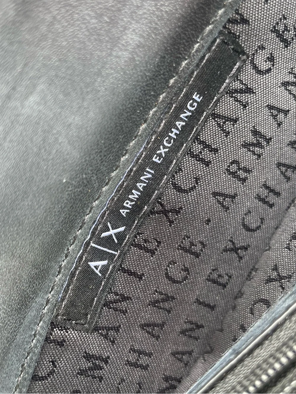 A|X Armani Exchange Black White Monogram Logo Men’s Bifold Cash Checkbook Wallet
